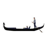Gondola with Rowers in Flat Minimal Style Art vector