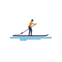 stand up paddleboarding activity in flat design style illustration vector