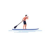 Paddleboarding man in action with flat design style illustration vector
