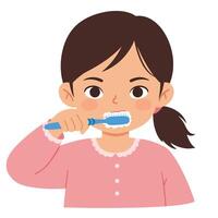 Young girl brushing teeth in minimal flat design art vector