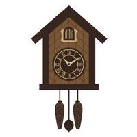 Cuckoo clock design in minimal style featuring wood texture and pendulum art vector