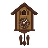 Cuckoo clock design with wooden elements in flat style illustration vector