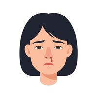 Sad woman with a nosebleed in flat art style showcasing emotion and expression art vector