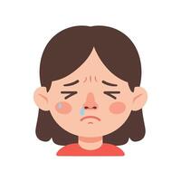Sad girl expression with minimal details and soft colors in art vector