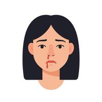 Female character with a sad expression in flat art style vector