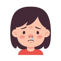 Sad child expression in flat design style art vector