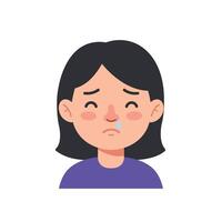 Sad girl expression with flat design style in art vector