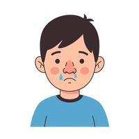 Sad child expression change in flat art illustration vector