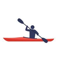 Kayaking figure in action with minimal style and vibrant colors art vector