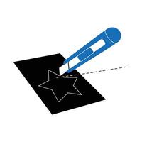 Crafting a star shape with a knife tool in flat art vector
