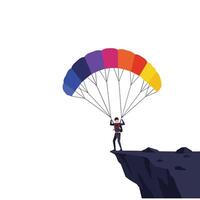 Parachutist Preparing for a Jump in Flat Minimal Art vector