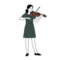 Girl playing violin in minimal design style illustration vector