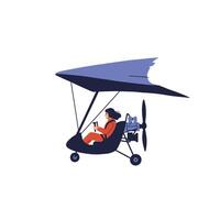 Pilot flying a powered hang glider in flat and minimal art vector