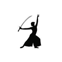 Dynamic warrior with sword in action detailed illustration vector