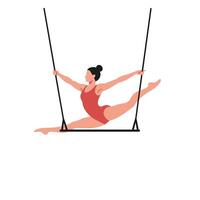 Gymnast performing an elegant split on trapeze in minimal flat art vector