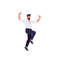 Dynamic dance movement of a man in flat illustration style vector
