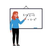 Teacher explaining math concepts in flat design style illustration vector