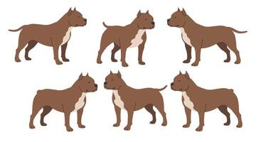detallado ilustración de juguetón perros en varios poses exhibiendo mínimo plano diseño estilo Arte vector