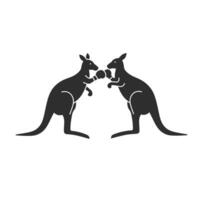 Two kangaroos engaging in playful boxing, minimal design, dynamic motion illustration vector