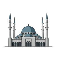 Mosque structure with minarets in flat design style illustration vector