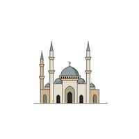 Mosque design featuring detailed architecture in flat style illustration vector