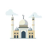 Mosque architecture design in minimal style featuring domes and minarets illustration vector