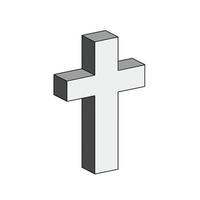 Three-dimensional cross design in minimal style showcasing flat colors illustration vector