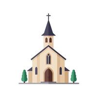 Elegant church design in flat style with trees and minimal details illustration vector