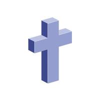 Blue three-dimensional cross design in minimal style for art vector