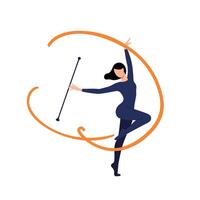 Dancer performing graceful movements with baton in flat illustration vector
