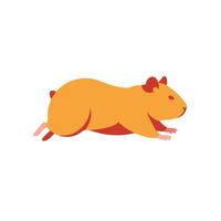 Orange guinea pig in motion with minimal design style illustration vector