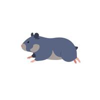 Cute rounded hamster in motion, flat design style, cheerful illustration vector