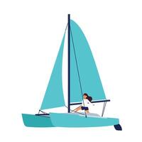 Sailing boat design with vibrant colors in minimal style art vector
