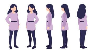 Character design showcasing different poses in flat art style vector
