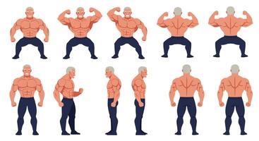 Strong muscular man character design in flat style art vector