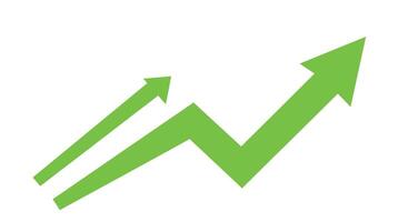 Green upward arrows indicating growth in a flat design style illustration vector