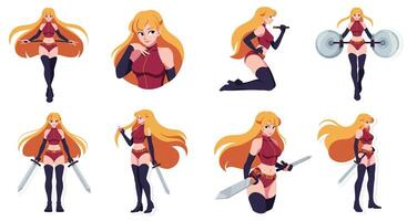 Character transformation in dynamic poses with flat design style illustration vector