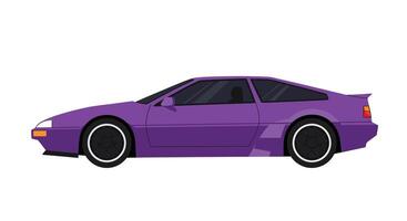 Purple sports car design in flat style showcasing sleek features and modern aesthetics art vector