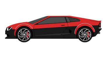 Sleek red sports car design in flat style showcasing dynamic lines illustration vector