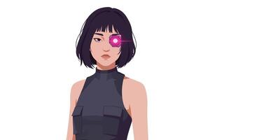 Character design featuring a woman with cybernetic eye in minimal art vector