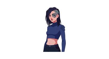 Cyberpunk character design in minimal style showcasing futuristic elements art vector