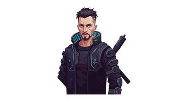 Cybernetic character transformation in detailed flat art vector