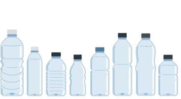 Water bottle designs showing size variation in flat illustration style vector