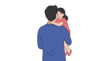 Father holding daughter in a loving embrace flat illustration vector