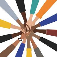 Diverse Hands Coming Together in a Circular Motion Flat Art vector