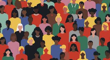 Diverse group of people in flat design style art aseaw vector