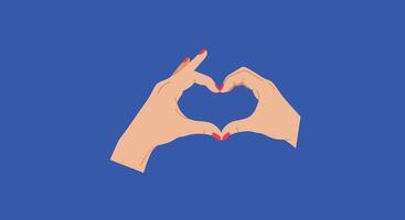 Two hands forming a heart shape in a flat and colorful illustration vector