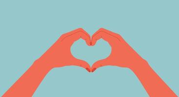 Hands forming a heart shape in a flat, minimal art style vector