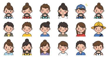Character expressions transition in flat design style illustration vector