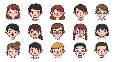 And Diverse group of cartoon characters in flat design style art vector